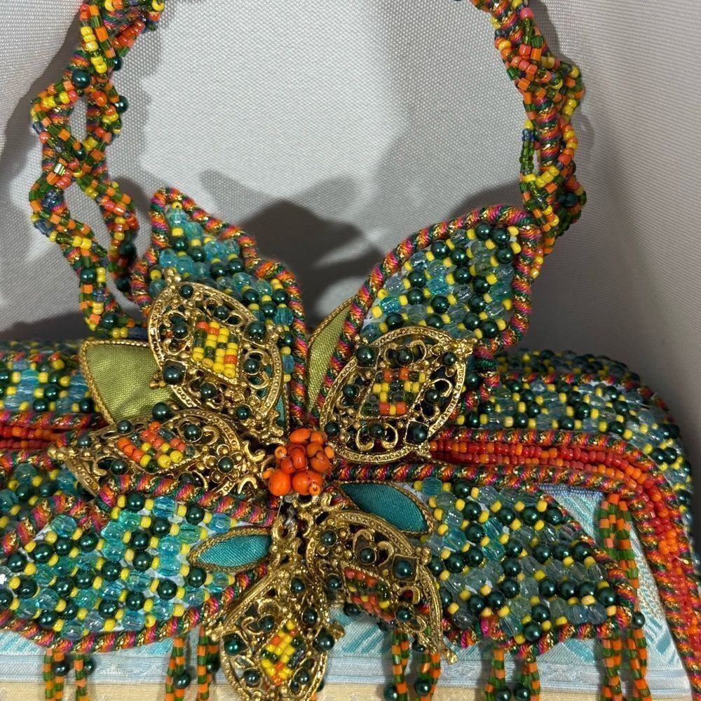 Mary Francis Jewels, Beaded, Embellished Coral Springs Handbag w/ tag - Picture 3 of 9